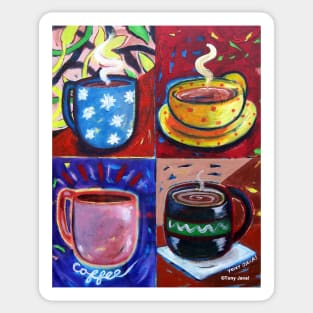 '4 Coffee Cups' Sticker